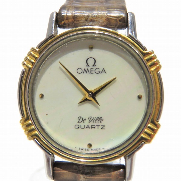 オメガ デビル 1387 クォーツ シェル文字盤 時計 腕時計 レディース ...