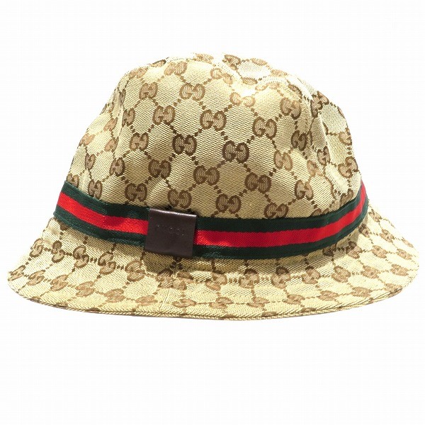 美品✨ GUCCI ハット 帽子 GG シェリーライン 黒 ロゴ金具 男女兼用-