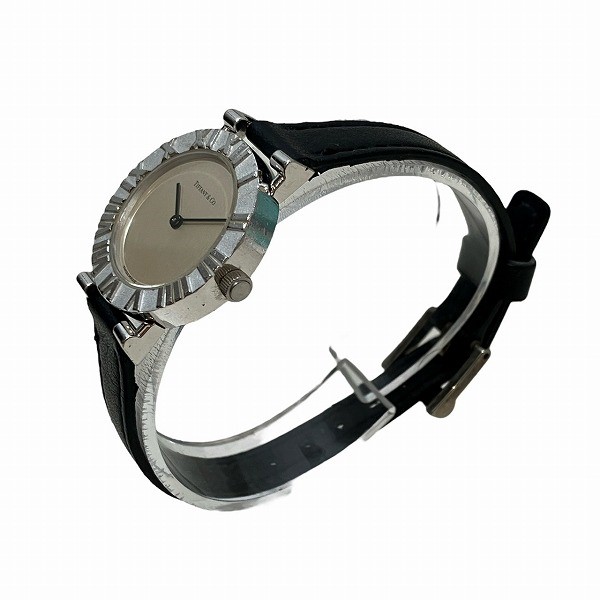 ティファニー アトラス 黒ベルト スターリングシルバー レディース 時計 - 腕時計(アナログ)
