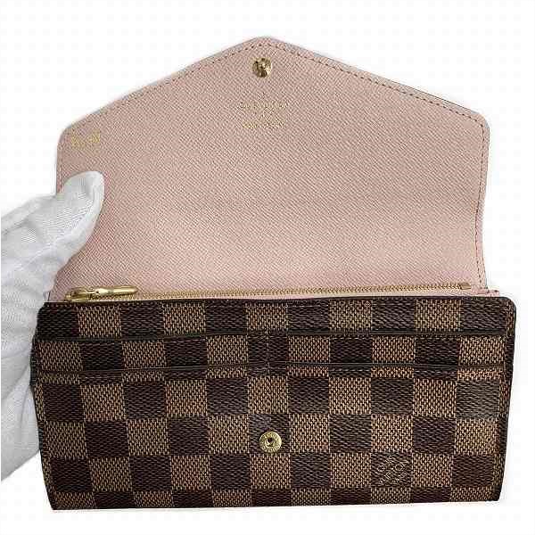 ルイヴィトン Louis Vuitton ダミエ ポルトフォイユ サラ ローズ バレリーヌ N60114 長財布 2つ折り長財布 レディース  【中古】｜激安アクセサリー通販のワンダープライス