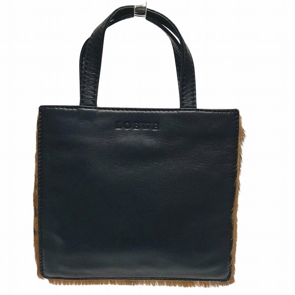 ロエベ LOEWE レオパード ブラック レザー バッグ ハンドバッグ レディース 【中古】｜激安アクセサリー通販のワンダープライス