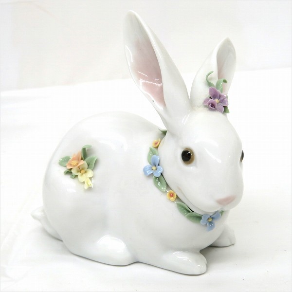 30%OFF】リヤドロ 06098 花飾りの白ウサギ2 ポーセリンアート ブランド 
