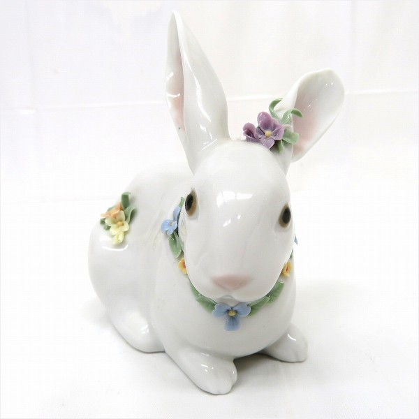 30%OFF】リヤドロ 06098 花飾りの白ウサギ2 ポーセリンアート ブランド