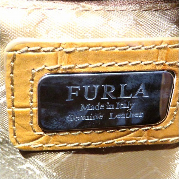 45%OFF】フルラ FURLA キャメル クロコ型押しレザー バッグ