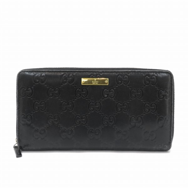 グッチ GUCCI グッチシマ ラウンドファスナー長財布 112724 ブラック