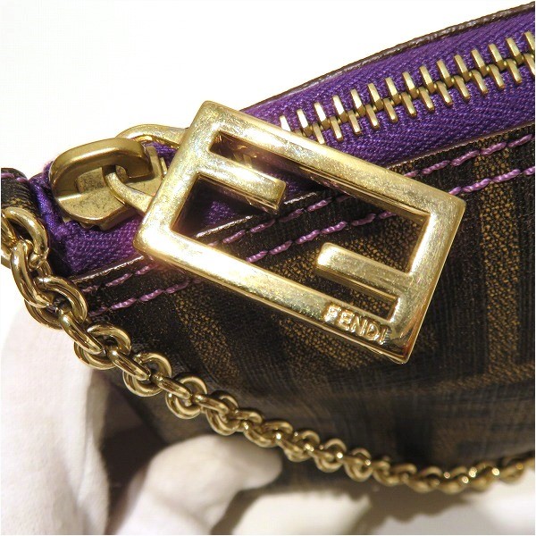 フェンディ FENDI ズッカ柄 8BR592 FF柄 ポーチ ミニ バッグ