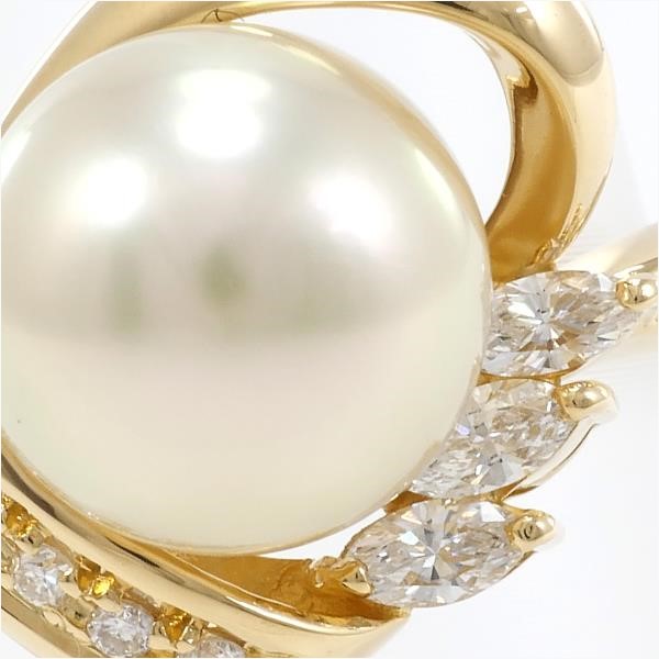 K18　パール　ダイヤ　リング　12号　　真珠10mm　ダイヤ0.30ct　指輪質屋にて購入です