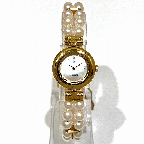 大人女性の ミキモト JAL オリジナルパールブレスレット 腕時計 2連 ...