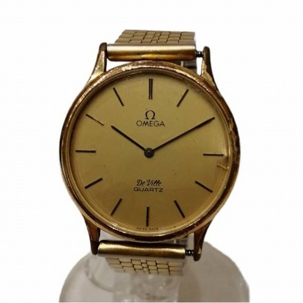 【新品電池】オメガ デビル ゴールド文字盤 腕時計 プッシュリューズ 1365memeの厳選腕時計