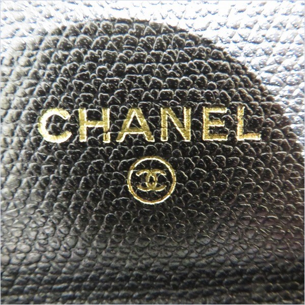 シャネル CHANEL ココボタン キャビアスキン レザー コインケース